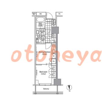 楽器ピアノ可相談 の 賃貸物件 1DK 13.6万円の図面１