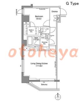 楽器ピアノ可相談 の 賃貸物件 1LDK 18.9万円の図面１
