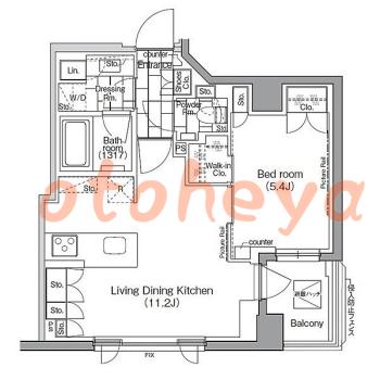 楽器ピアノ可相談 の 賃貸物件 1LDK 19.5万円の図面１