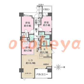 楽器ピアノ可相談 の 賃貸物件 3LDK 29万円の図面１