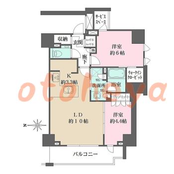 楽器ピアノ可相談 の 賃貸物件 2LDK 25万円の図面１