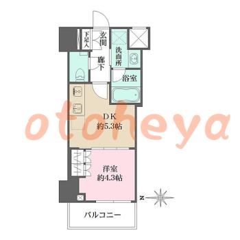 楽器ピアノ可相談 の 賃貸物件 1DK 13.2万円の図面１