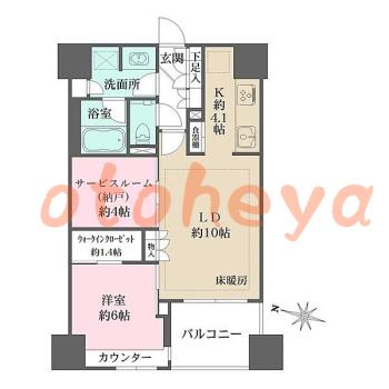 楽器ピアノ可相談 の 賃貸物件 1SLDK 32.8万円の図面１
