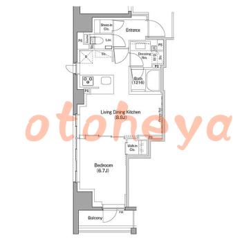 楽器ピアノ可相談 の 賃貸物件 1LDK 20.8万円の図面１