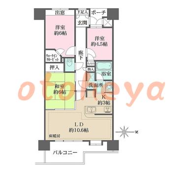 楽器ピアノ可相談 の 賃貸物件 3LDK 21.5万円の図面１