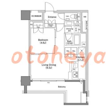 楽器ピアノ可相談 の 賃貸物件 1LDK 19.3万円の図面１