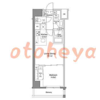 楽器ピアノ可相談 の 賃貸物件 1LDK 18.1万円の図面１