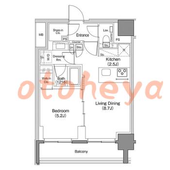 楽器ピアノ可相談 の 賃貸物件 1LDK 18.4万円の図面１