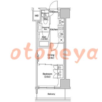 楽器ピアノ可相談 の 賃貸物件 1DK 12万円の図面１