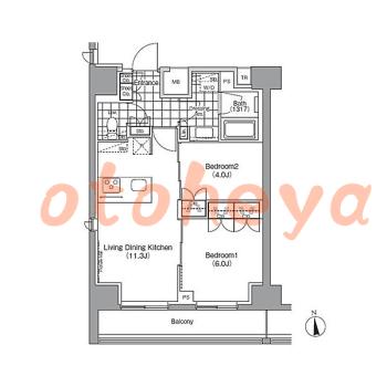 楽器ピアノ可相談 の 賃貸物件 2LDK 25.5万円の図面1