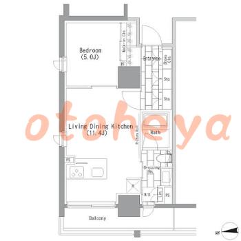 楽器ピアノ可相談 の 賃貸物件 1LDK 18.3万円の図面１