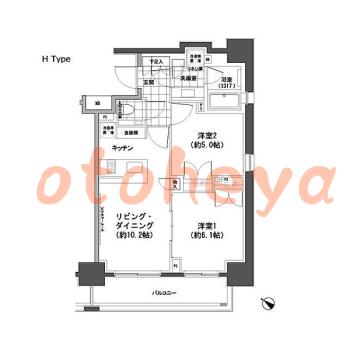 楽器ピアノ可相談 の 賃貸物件 2LDK 24万円の図面１