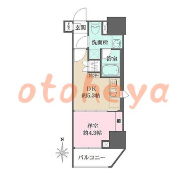 楽器ピアノ可相談 の 賃貸物件 1DK 13.4万円の図面１