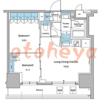 楽器ピアノ可相談 の 賃貸物件 2LDK 24.5万円の図面１