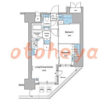 楽器ピアノ可相談 の 賃貸物件 2LDK 23万円の図面１
