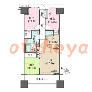 楽器ピアノ可相談 の 賃貸物件 3LDK 17万円の図面１