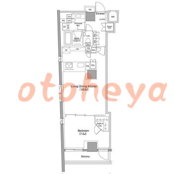 楽器ピアノ可相談 の 賃貸物件 1LDK 25万円の図面１