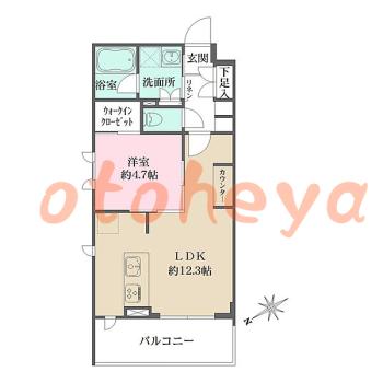 楽器ピアノ可相談 の 賃貸物件 1LDK 20.3万円の図面１
