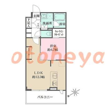 楽器ピアノ可相談 の 賃貸物件 1LDK 20.3万円の図面１