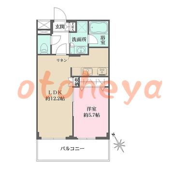 楽器ピアノ可相談 の 賃貸物件 1LDK 20.7万円の図面１