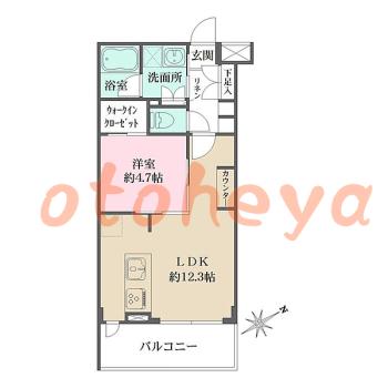 楽器ピアノ可相談 の 賃貸物件 1LDK 20.3万円の図面１