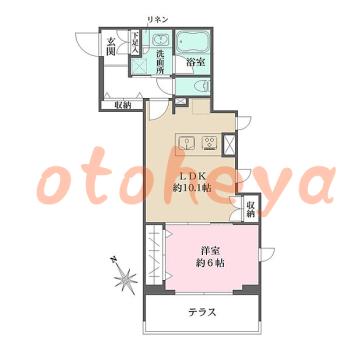 楽器ピアノ可相談 の 賃貸物件 1LDK 19.8万円の図面１
