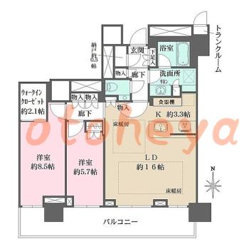楽器ピアノ可相談 の 賃貸物件 2LDK 40万円の図面１
