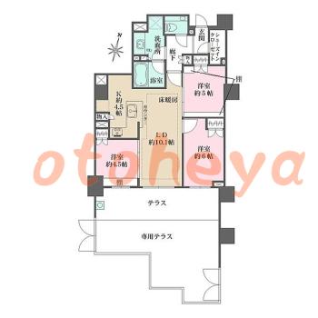 楽器ピアノ可相談 の 賃貸物件 3LDK 30万円の図面１