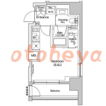 楽器ピアノ可相談 の 賃貸物件 1R 10.7万円の図面１