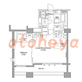 楽器ピアノ可相談 の 賃貸物件 1LDK 30万円の図面１