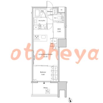 楽器ピアノ可相談 の 賃貸物件 1LDK 19.5万円の図面１