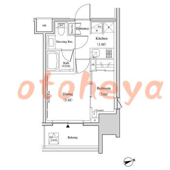 楽器ピアノ可相談 の 賃貸物件 1DK 11.9万円の図面１