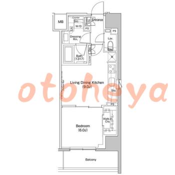 楽器ピアノ可相談 の 賃貸物件 1LDK 18.7万円の図面１
