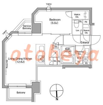 楽器ピアノ可相談 の 賃貸物件 1LDK 17万円の図面１
