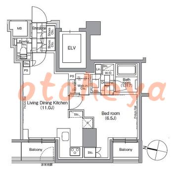 楽器ピアノ可相談 の 賃貸物件 1LDK 18.2万円の図面1