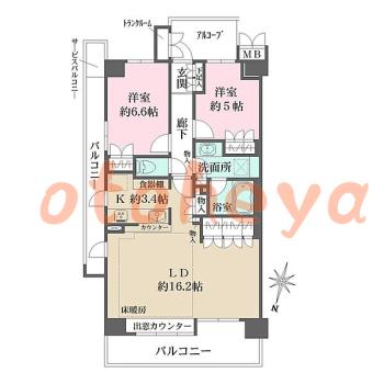 楽器ピアノ可相談 の 賃貸物件 2LDK 25万円の図面１