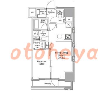 楽器ピアノ可相談 の 賃貸物件 1LDK 18万円の図面１