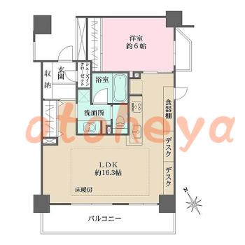 楽器ピアノ可相談 の 賃貸物件 1LDK 25万円の図面１