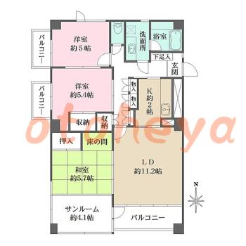 楽器ピアノ可相談 の 賃貸物件 3LDK 17.4万円の図面１