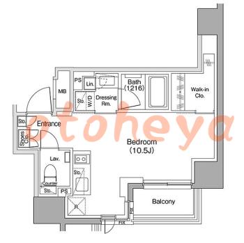 楽器ピアノ可相談 の 賃貸物件 1R 11.2万円の図面１