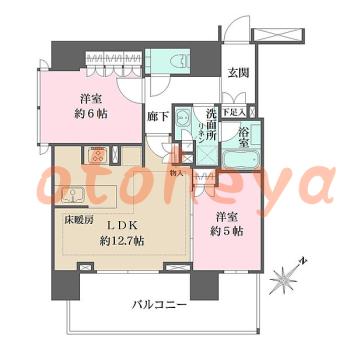 楽器ピアノ可相談 の 賃貸物件 2LDK 28万円の図面１