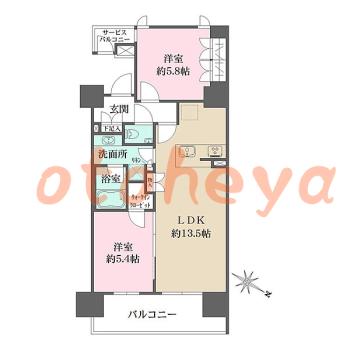 楽器ピアノ可相談 の 賃貸物件 2LDK 26万円の図面１