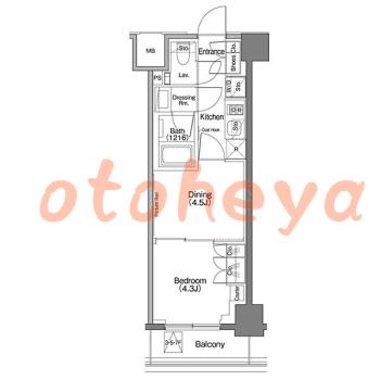 楽器ピアノ可相談 の 賃貸物件 1DK 16.8万円の図面１