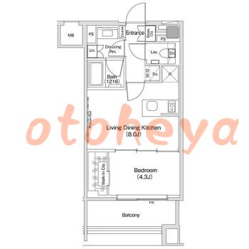 楽器ピアノ可相談 の 賃貸物件 1LDK 22万円の図面１