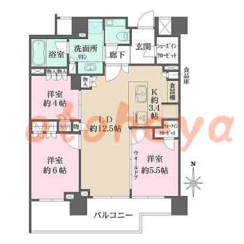 楽器ピアノ可相談 の 賃貸物件 3LDK 60万円の図面１