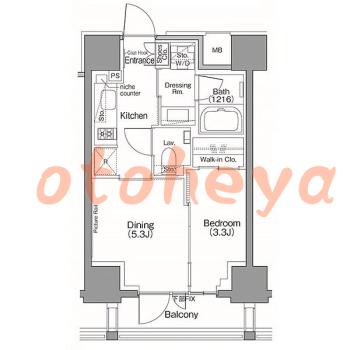 楽器ピアノ可相談 の 賃貸物件 1DK 19.5万円の図面１