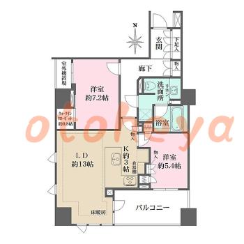 楽器ピアノ可相談 の 賃貸物件 2LDK 43万円の図面１