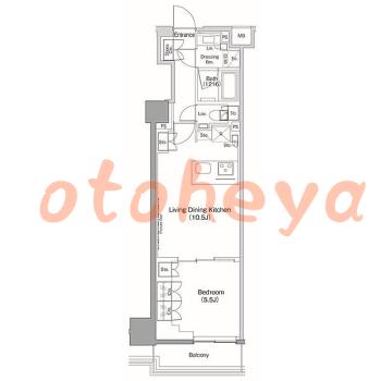 楽器ピアノ可相談 の 賃貸物件 1LDK 21.8万円の図面１