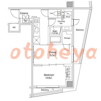 楽器ピアノ可相談 の 賃貸物件 1DK 22.8万円の図面１