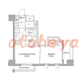 楽器ピアノ可相談 の 賃貸物件 1LDK 19.7万円の図面１